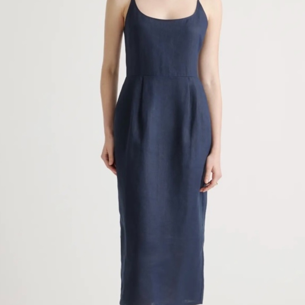 Quince- 100% European Linen Scoop Neck Midi Dress size M